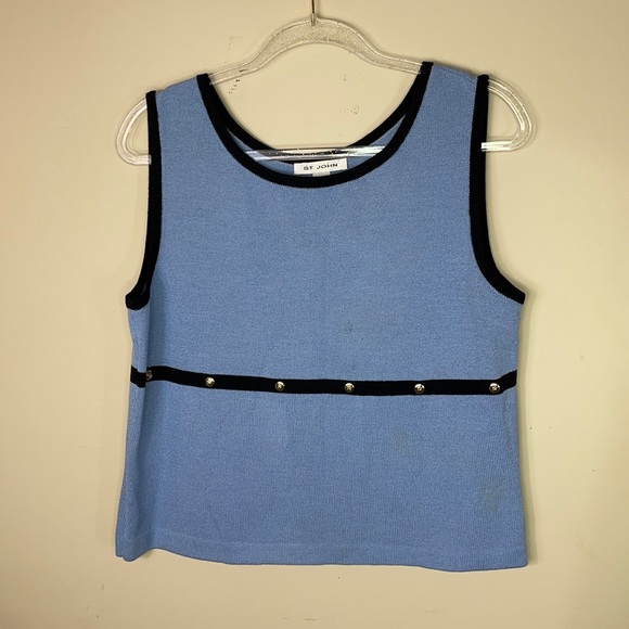 St. John Sleeveless Boxy Sweater Silver Studs - Picture 2 of 8